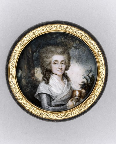 Laatikko, jossa on naisen muotokuva, n. 1785 (akvarelli norsunluun, kullattu, kilpikonnankuori ja lasi) tekijältä Charles Hénard