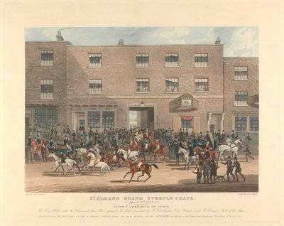 Tornin jahtaaminen [kuuden sarja]: St. Albans Grand Steeple Chase. / 8. maaliskuuta 1832. Levy 1. Valmistaudutaan aloittamaan ... tekijältä Charles Hunt