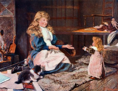 "Tule äidin luokse" (värilitografia) tekijältä Charles J. (after) Staniland