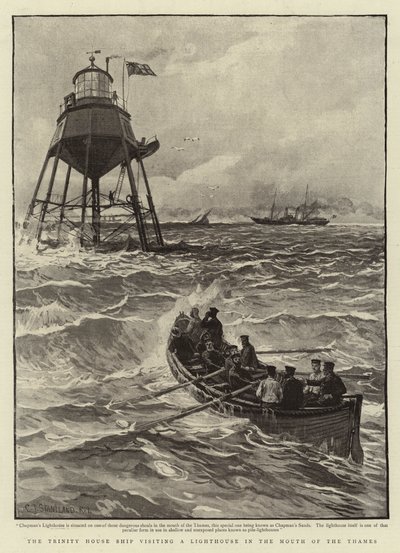 Trinity House -laiva vierailee majakassa Thamesin suulla tekijältä Charles J. Staniland