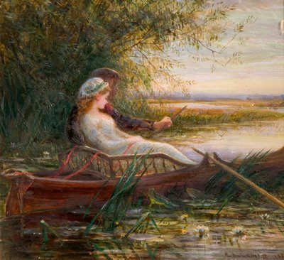 Kaksi hahmoa veneessä, 1881. tekijältä Charles James Lewis