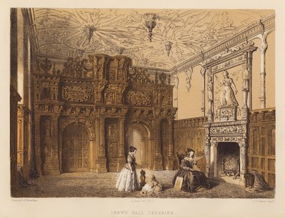 Crewe Hall, Cheshire (akvatinta) tekijältä Charles James Richardson