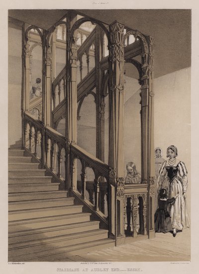 Portaikko Audley Endissä, Essex (väri litho) tekijältä Charles James Richardson