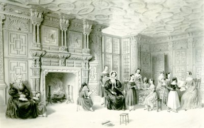 Campden Housen kouluhuone, n. 1840 (kaiverrus) tekijältä Charles James Richardson