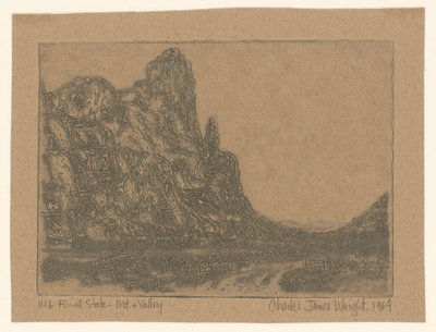 Maisema jyrkkä kalliolla tekijältä Charles James Wright (signed by artist)