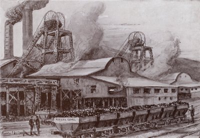Walesin hiilikaivos (litho) tekijältä Charles John de (after) Lacy