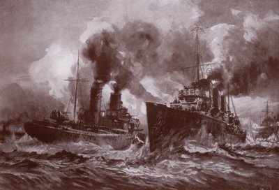 Taistelu tuhoajan kanssa (litho) tekijältä Charles John de (after) Lacy