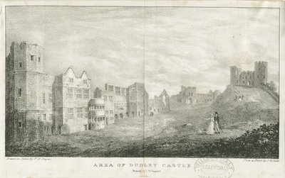 Dudley Castle - The Keep: litografia, nd [c 1825] tekijältä Charles Joseph Hullmandel