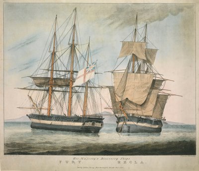 Hänen Majesteettinsa löytöalukset Fury ja Hecla tekijältä Charles Joseph Hullmandel