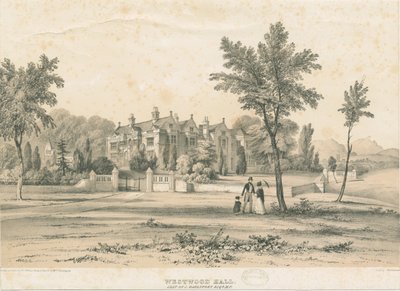 Westwood Hall: sävytetty litografia, nd [1832-1841] tekijältä Charles Joseph Hullmandel