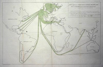 Kartta, joka näyttää hiilen viennin Brittein saarilta vuonna 1850 tekijältä Charles Joseph Minard
