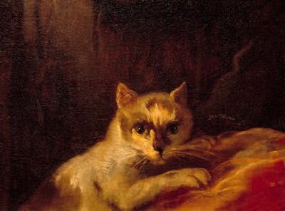 Mademoiselle de Charolais Kissaa edustava yksityiskohta. Charles Joseph Natoiren maalaus (Charles-Joseph Natoire tekijältä Charles Joseph Natoire