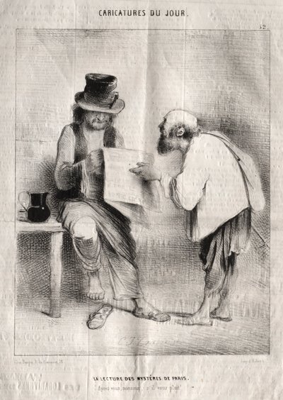 Caricatures del dia: Llegint els misteris de París. finlandès tekijältä Charles Joseph Traviès de Villers