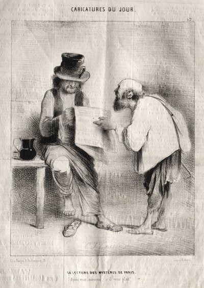 Päivän karikatyyrit: Pariisin mysteerien lukeminen tekijältä Charles Joseph Traviès de Villers