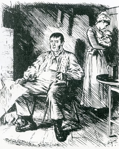 "A Real Hard Case" kuvitus "Punch"-lehteen, 1875 (kaiverrus) tekijältä Charles Keene