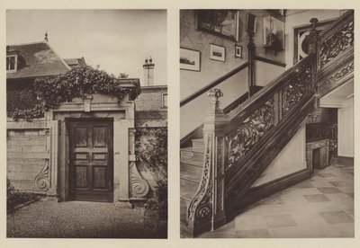 Thorpe Hall, Peterborough, Stablesin sivusisäänkäynti, portaikko tekijältä Charles Latham