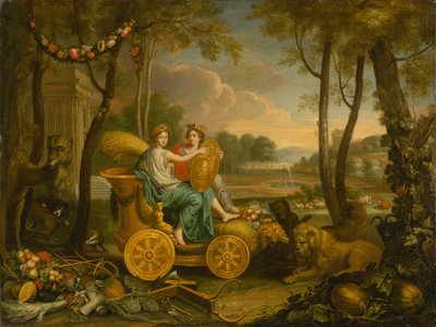 Neljän elementin allegoria: Maa. Suunnittelu kuvakudoksille kuningas Ludvig XIV:lle, n. 1680. tekijältä Charles Le Brun