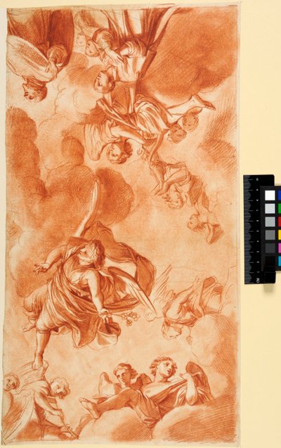 Deckengestaltung mit Engeln und Anbetern. Für die Chapelle du Séminaire in Saint-Sulpice, Paris tekijältä Charles Le Brun