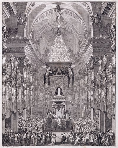 Oratoire du Louvren mausoleumi, Rue Saint-Honore, ranskalaisen valtiomiehen Pierre Seguierin muistolle, toukokuu 1672, n. 1770-1780 (kaiverrus) tekijältä Charles Le Brun