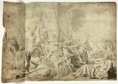 Mooses ammentaa vettä kalliosta tekijältä Charles Le Brun