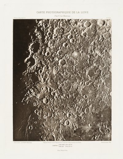Carte photographique de la lune, planche III.A (Valokuvakartta Kuusta, levy III.A),21. lokakuuta tekijältä Charles le Morvan