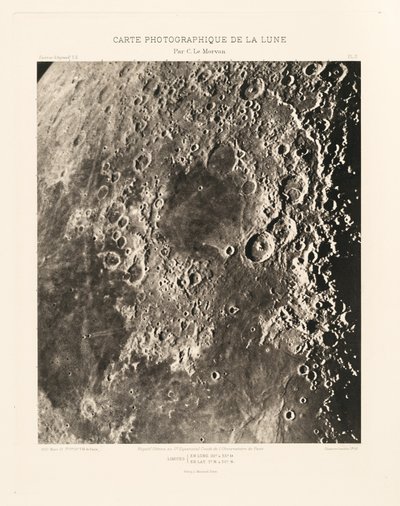 Carte photographique de la lune, planche II (Valokuvakartta Kuusta, levy II),15. maaliskuuta tekijältä Charles le Morvan