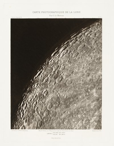 Carte photographique de la lune, planche VI.A (Kuun valokuvakartta, levy VI.A),6. helmikuuta 6. helmikuuta tekijältä Charles le Morvan