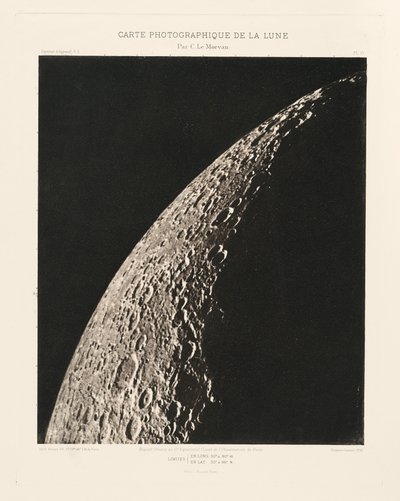 Carte photographique de la lune, planche VI (Kuun valokuvakartta, levy VI),22. helmikuuta 22. helmikuuta tekijältä Charles le Morvan