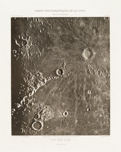 Carte photographique de la lune, planche XIII.A (Valokuvakartta Kuusta, levy XIII.A),23. lokakuuta tekijältä Charles le Morvan