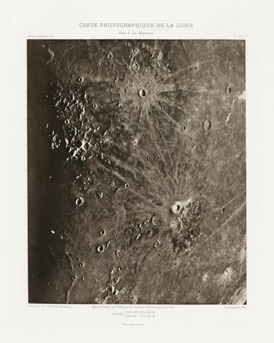 Carte photographique de la lune, planche XIV.A (Kuun valokuvakartta, levy XIV.A),27. elokuuta 27. elokuuta tekijältä Charles le Morvan