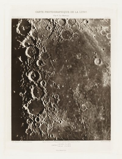 Carte photographique de la lune, planche XIX.A (Valokuvakartta Kuusta, levy XIX.A),26. joulukuuta tekijältä Charles le Morvan