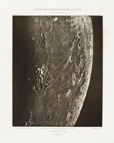 Carte photographique de la lune, planche XV.A (Kuun valokuvakartta, levy XV.A),5. syyskuuta 5. syyskuuta tekijältä Charles le Morvan