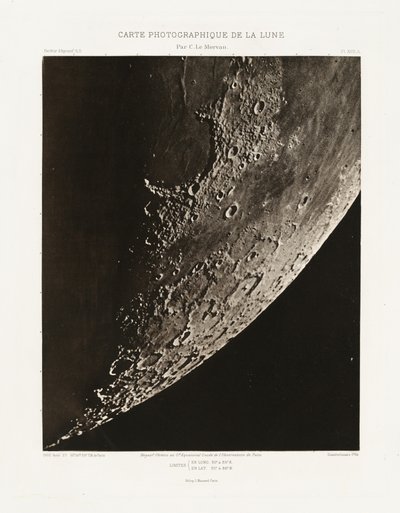 Carte photographique de la lune, planche XVII.A (Kuun valokuvakartta, levy XVII.A),27. elokuuta 27. elokuuta tekijältä Charles le Morvan