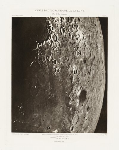 Carte photographique de la lune, planche XXI.A (Valokuvakartta Kuusta, levy XXI.A),23. lokakuuta tekijältä Charles le Morvan