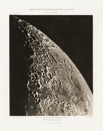Carte photographique de la lune, planche XXIII.A (Kuun valokuvakartta, levy XXIII.A),27. elokuuta 27. elokuuta tekijältä Charles le Morvan