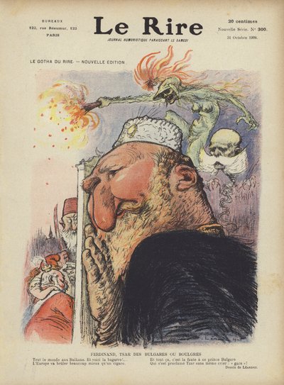 Karikatyyri Bulgarian tsaari Ferdinand I:stä. Kuvitus Le Rirelle tekijältä Charles Leandre