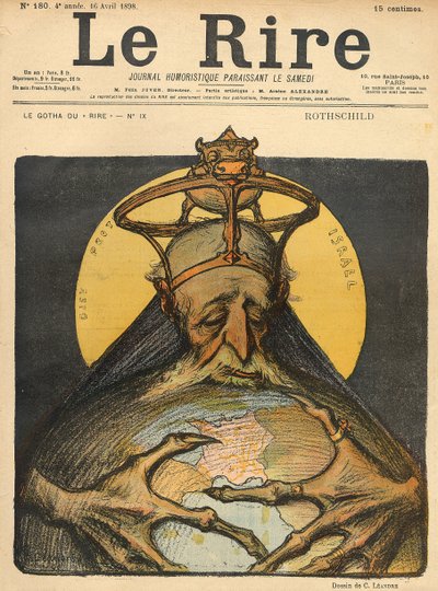 Karikatyyri Rothschildien perheestä, Le Riren etukannessa, 16. huhtikuuta 1898 tekijältä Charles Leandre
