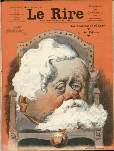 Kuva Charles Leandresta (1862-1934) Le Riren kanteen, nro 149, 12.9.2005 - Tasavallan presidentti, nojatuoli (vallan symboli) - Fallieres Armand (1841-1931) tekijältä Charles Leandre