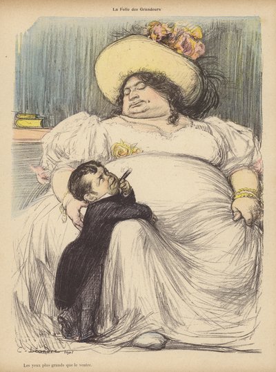Megalomania eli hänen silmänsä olivat vatsaansa isommat (väri litho) tekijältä Charles Leandre