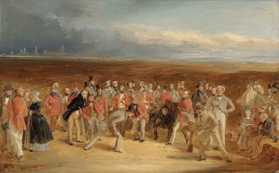 Sir David Baird, Bt. valmis sketsi elokuvalle The Golfers: A Grand Match St. Andrews Linksissä. ja Sir Ralph Anstruther, Bt. Balcaskie, Major Playfair ja John Campbell, Esq., Glensaddell, vuonna 1850 tekijältä Charles Lees