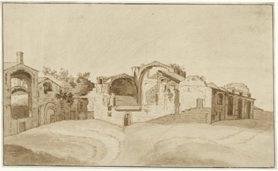 Näkymä Diocletianuksen kylpylöille Roomassa tekijältä Charles Louis Clerisseau