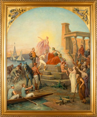 Urheilun allegoria (Urheilun allegoria) - Charles Louis de Fredyn, Baron de Coubertinin (1822-1908) maalaus, öljy kankaalle (97,5x80 cm) tekijältä Charles Louis Fredy de Coubertin