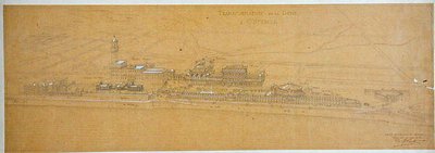 Suunnitelmat Oostenden dyynien muutosta varten, mukaan lukien Belgian kuninkaallisen perheen loma-asunto. tekijältä Charles Louis Girault