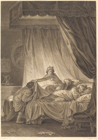 Mona Lisa: Sänky tekijältä Charles Louis Lingée after Jean Honoré Fragonard