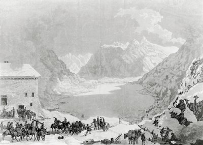 Exército francês do Primeiro Cônsul Napoleão Bonaparte (1769-1821) no Great St Bernard Pass Hospice, 20 de maio finlandês tekijältä Charles Louis Lucien Muller