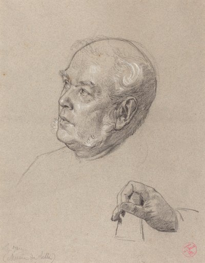 Noppia heittävän miehen pää ja käsi tekijältä Charles Louis Lucien Muller