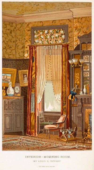 Morning Room 1881, kirjoittanut Tiffany, Charles Louis julkaisusta C Harrisons Womans Handiwork in Modern Homes New York 1881 tekijältä Charles Louis Tiffany