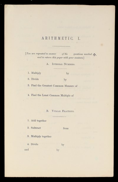Aritmetiikka, Oxford University Press, n. 1870 (painettu) tekijältä Charles Lutwidge Dodgson