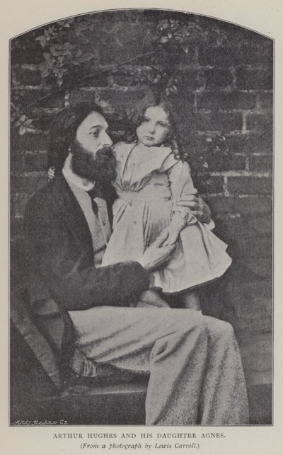Arthur Hughes ja hänen tyttärensä Agnes (m/w kuva) tekijältä Charles Lutwidge Dodgson