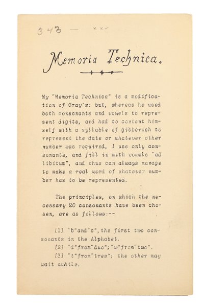 Memoria Technica, Oxford tekijältä Charles Lutwidge Dodgson